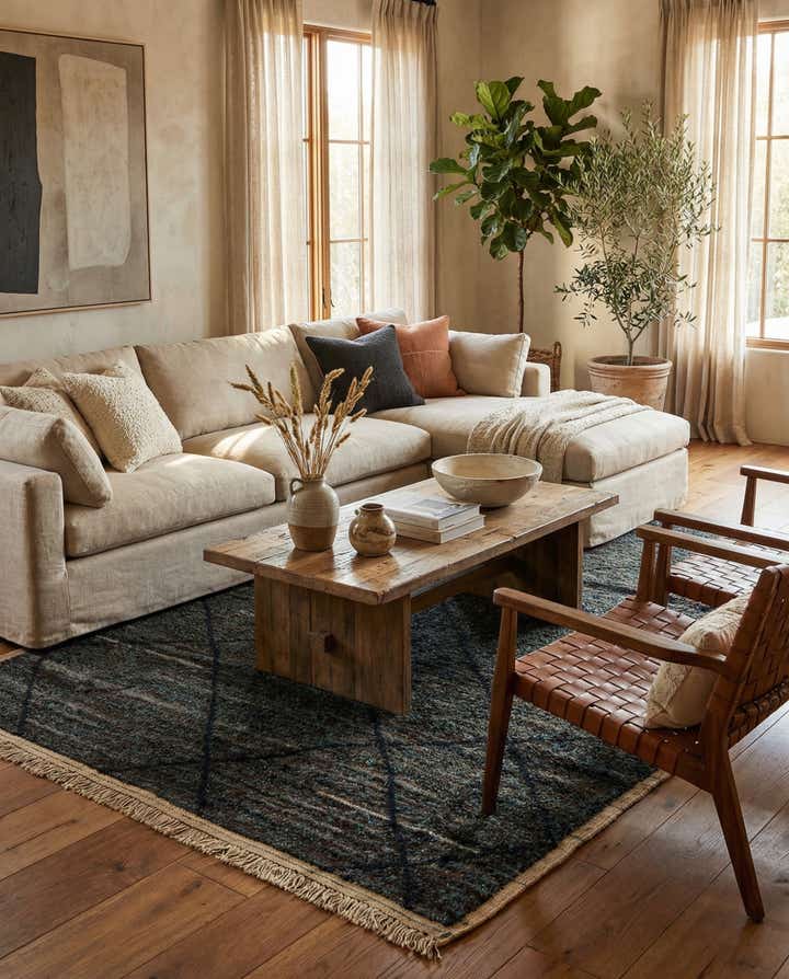 5' 11 x 9' 3 Hand Knotted Moroccan Wool Rug