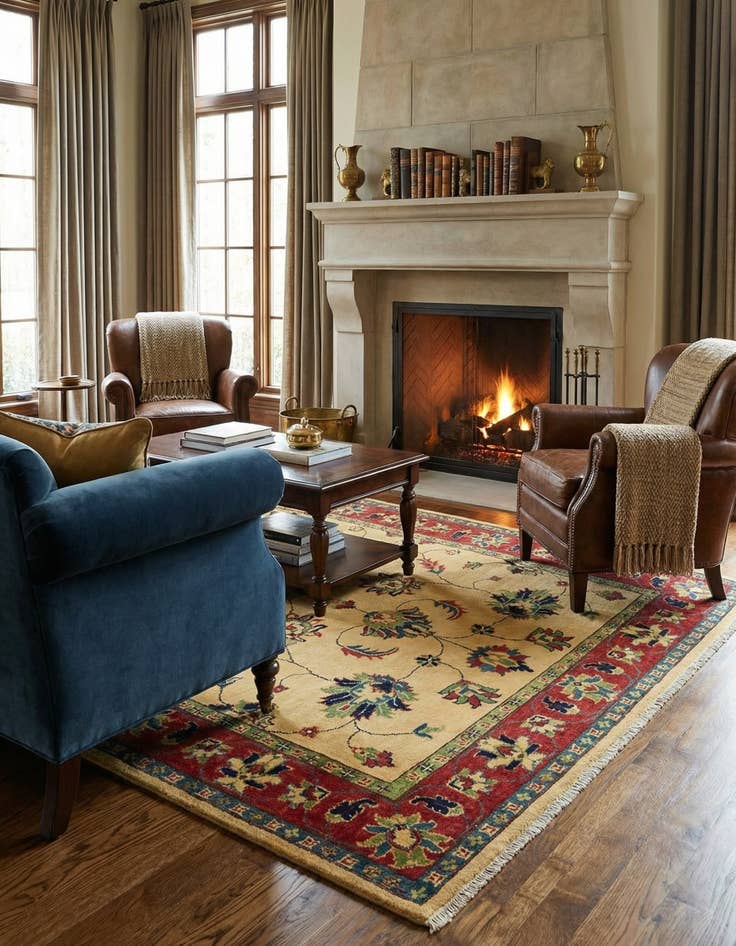 Detail image of 4' 10 x 6' 9  Hand Knotted Kazak Rug