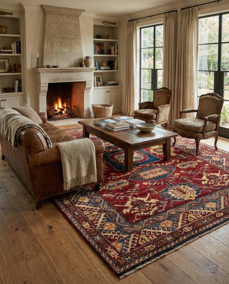 Detail image of 6' 3 x 7' 10 Hand Knotted Kazak Oriental Wool Rug