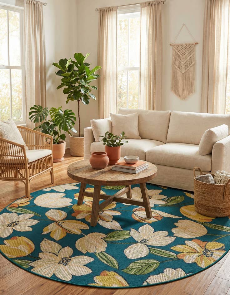 Detail image of 7' 10 x 7' 10 Easy-Clean Baja Indoor / Outdoor Round Rug