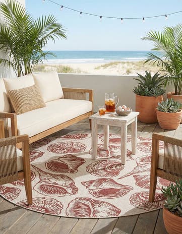 10' x 10' Easy-Clean Coastal Indoor / Outdoor Round Rug