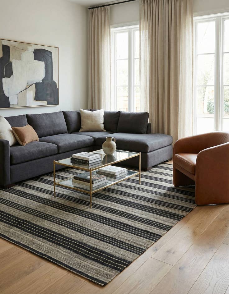 Detail image of 6' x 7' 2  Hand Woven Kilim Modern Wool Square Rug