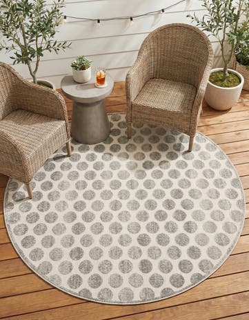 Gray Easy-Clean Sabrina Soto Indoor / Outdoor Round Rug