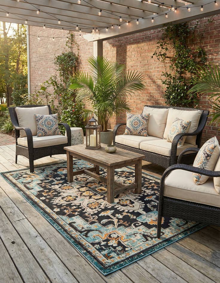 Detail image of 5' 3 x 8'  Washable Casablanca Indoor / Outdoor Rug