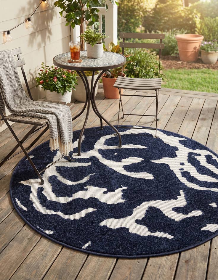 Detail image of 3' x 3'  Washable Sabrina Soto Indoor / Outdoor Round Rug