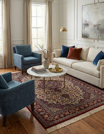 4' x 6' 8 Hand Knotted Isfahan Wool Rug