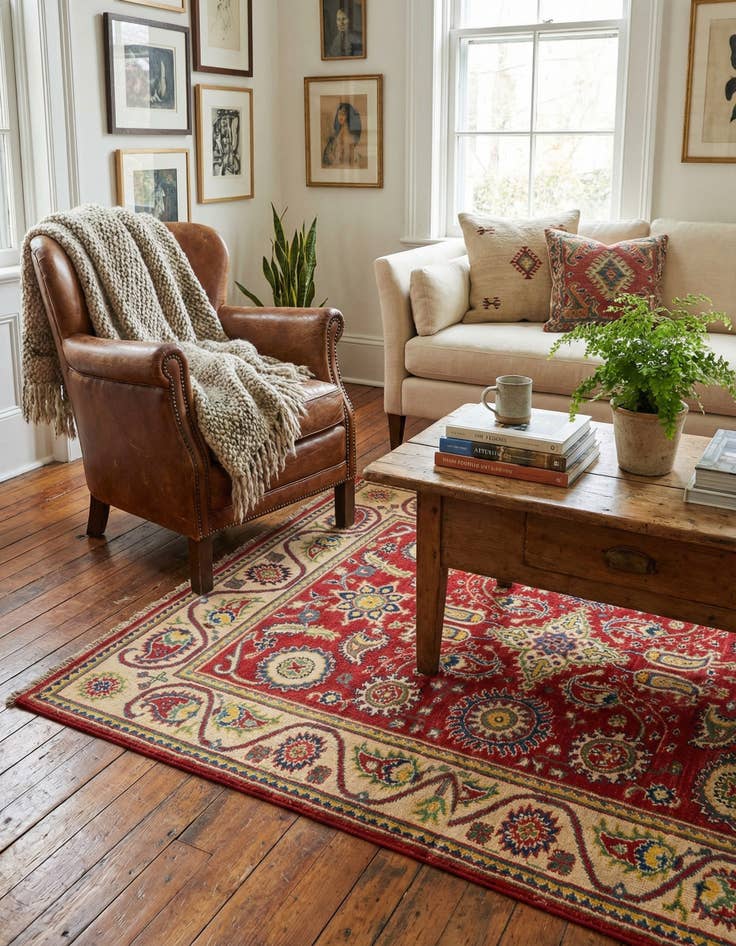 Detail image of 4' x 5' 9  Hand Knotted Kazak Rug