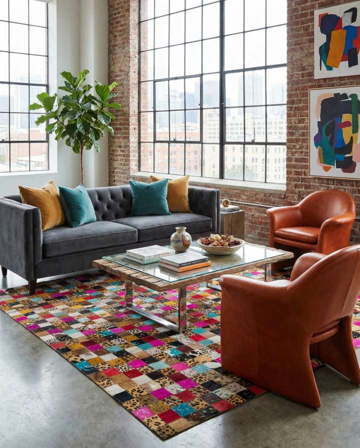 5' x 8' Cowhide Leather Rug