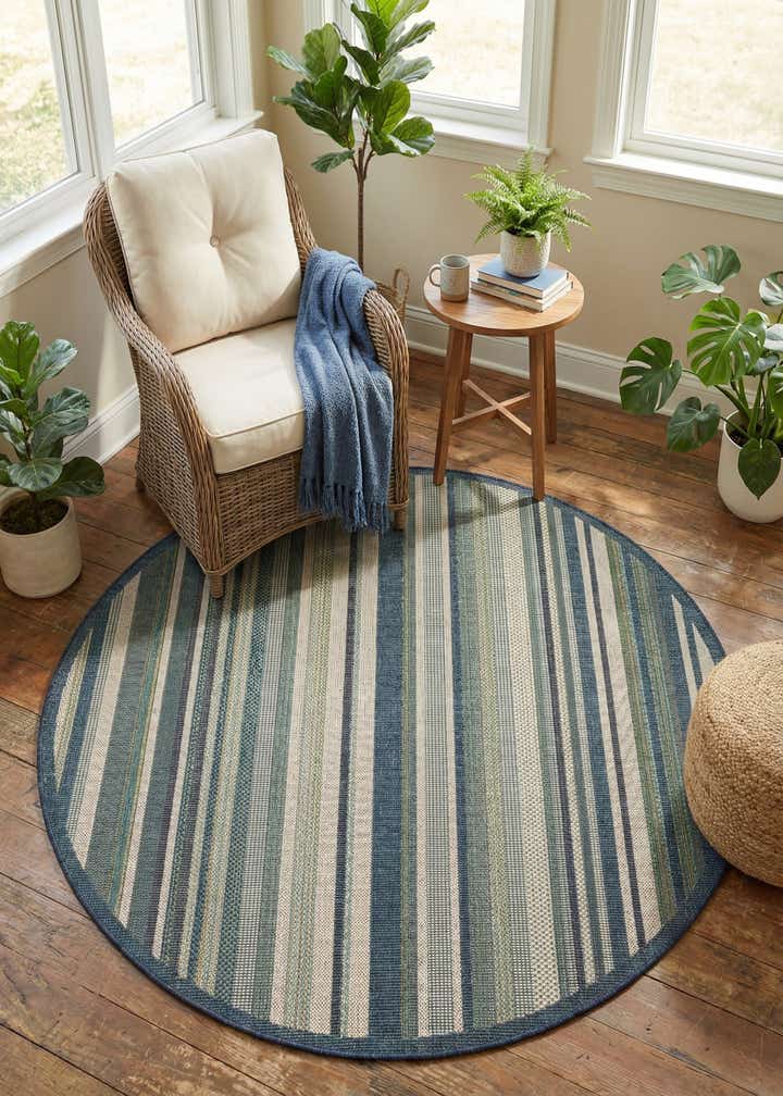 6' x 6' Easy-Clean Baja Indoor / Outdoor Round Rug