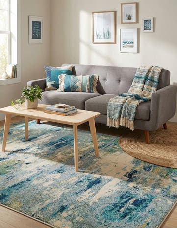 Light Blue Washable Theia Rug