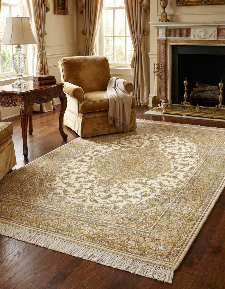 Detail image of 3' 5 x 4' 10 Ghom Silk Rug