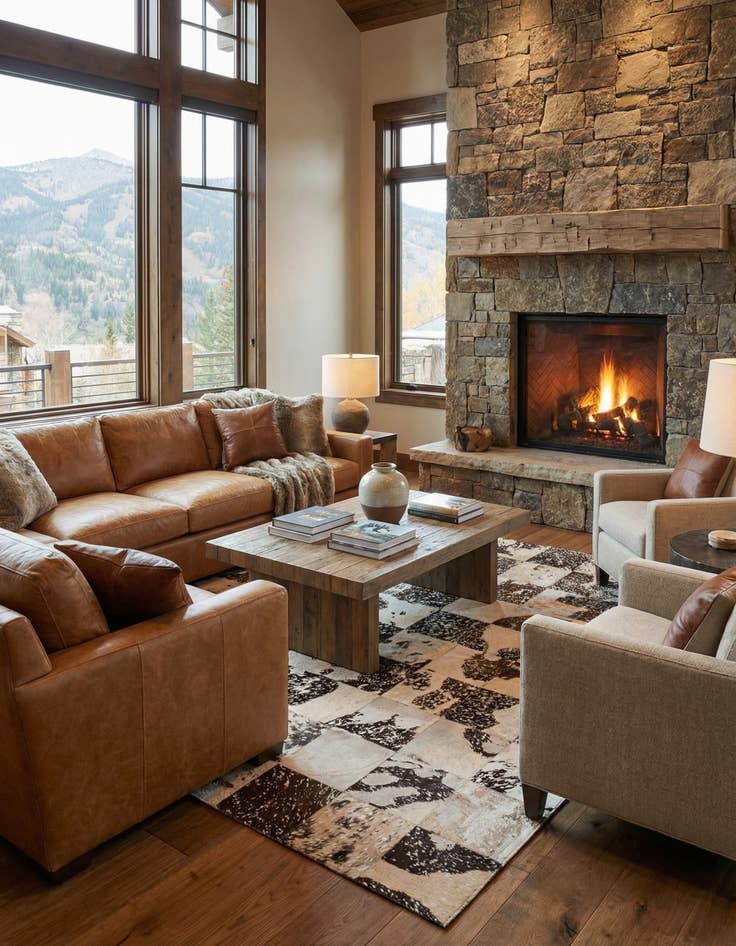 Detail image of  8' 1 x 10' 1 Cowhide Leather Rug