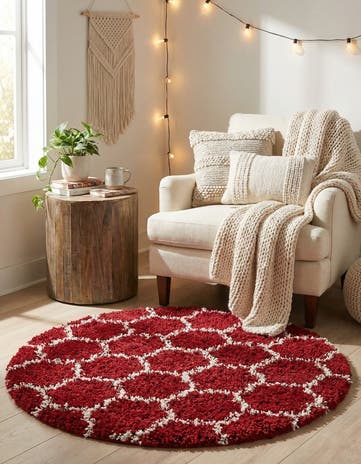 3' 3 x 3' 3 Lattice Shag Round Rug