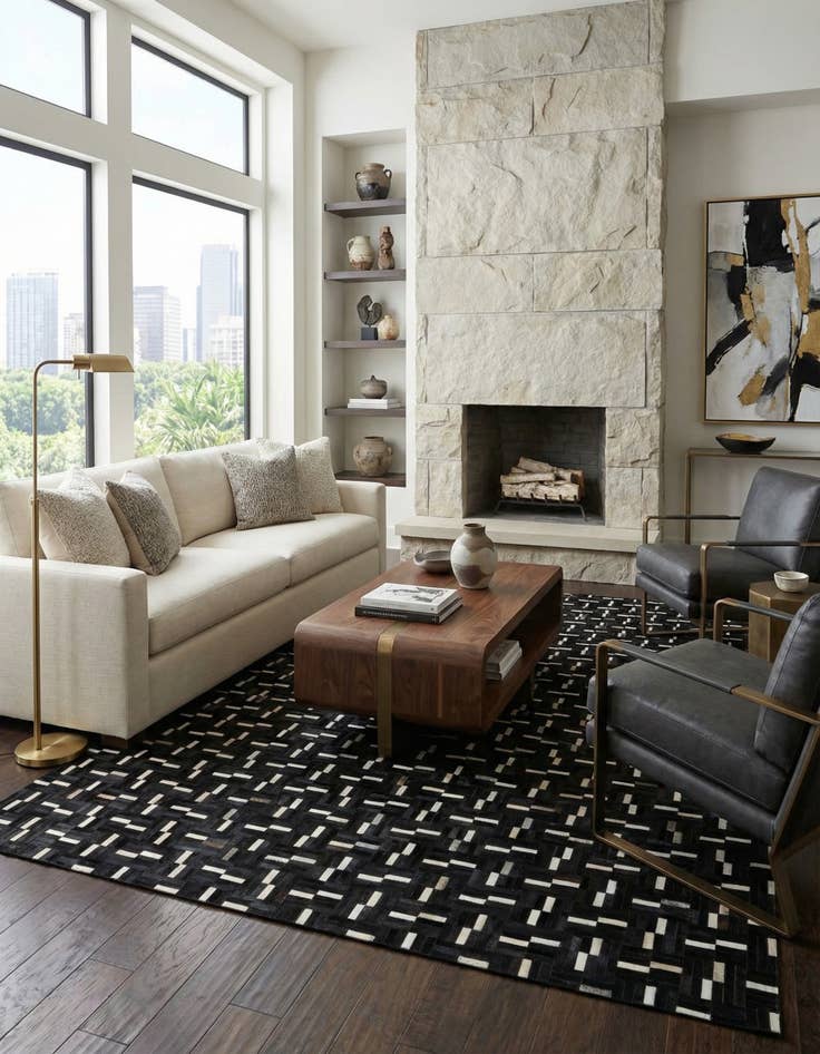 Detail image of 8' 2 x 10' 2 Cowhide Leather Rug