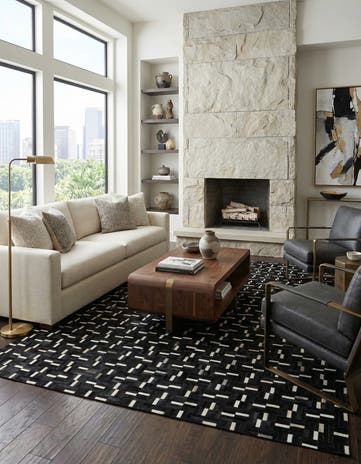 8' 2 x 10' 2 Cowhide Leather Rug