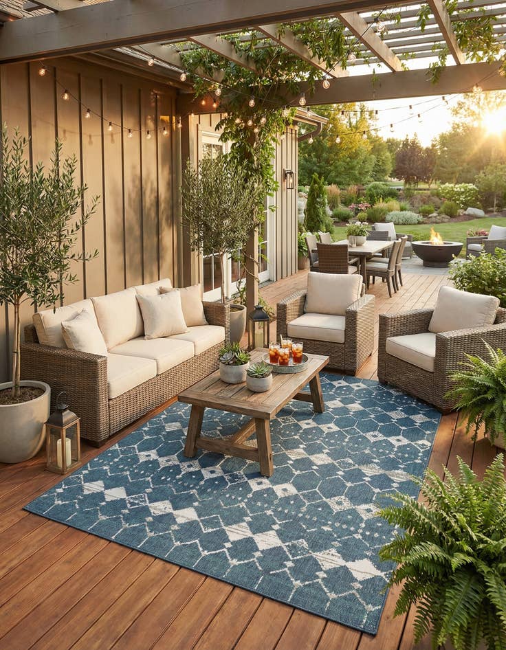 Detail image of 6' x 9'  Washable Trellis Indoor / Outdoor Rug