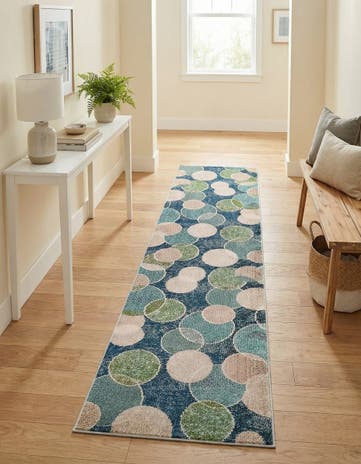Navy Blue Washable Theia Runner Rug