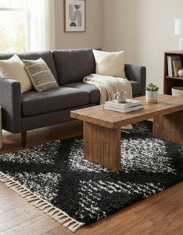 Black and White Serenity Shag Rug