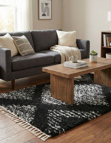 Black and White Serenity Shag Rug