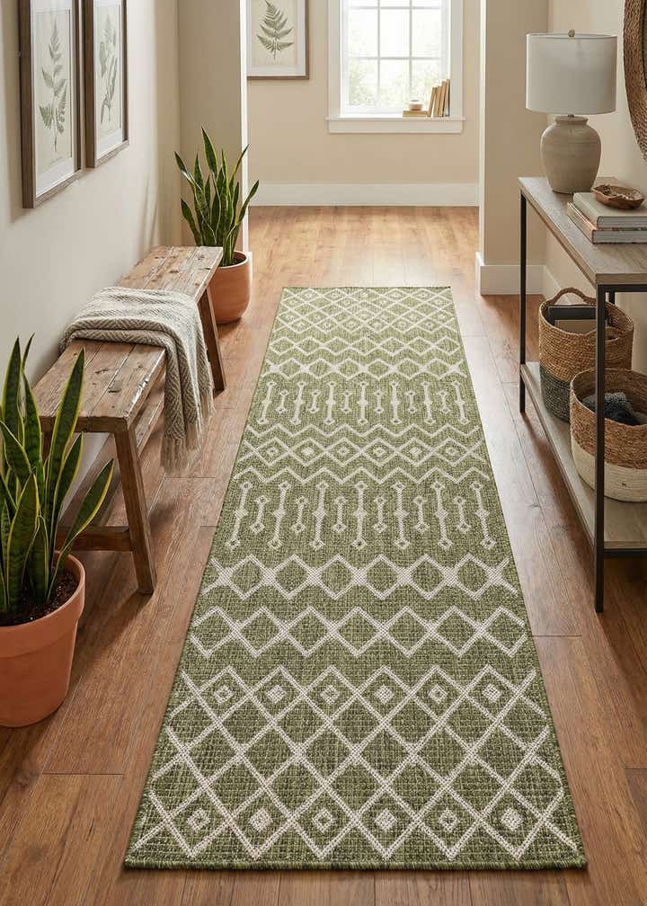 2' 7 x 10' Easy-Clean Trellis Indoor / Outdoor Runner Rug