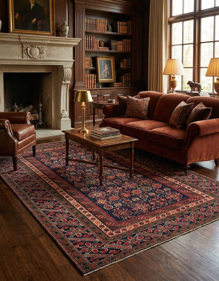 Detail image of 4' 9 x 6' 5  Hand Knotted Schirwan Rug