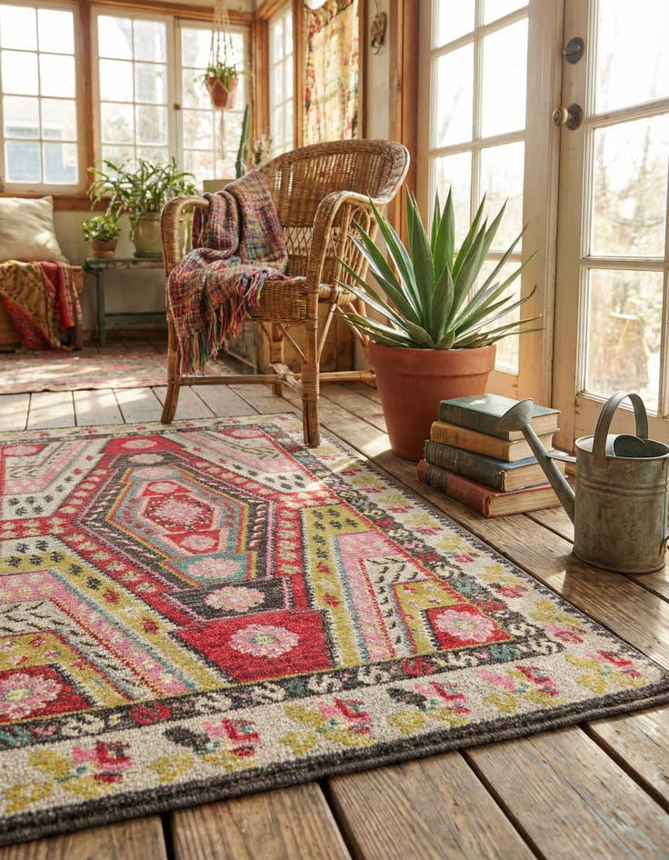 Detail image of 1' 4 x 1' 4  Washable Santa Fe Sample Rug