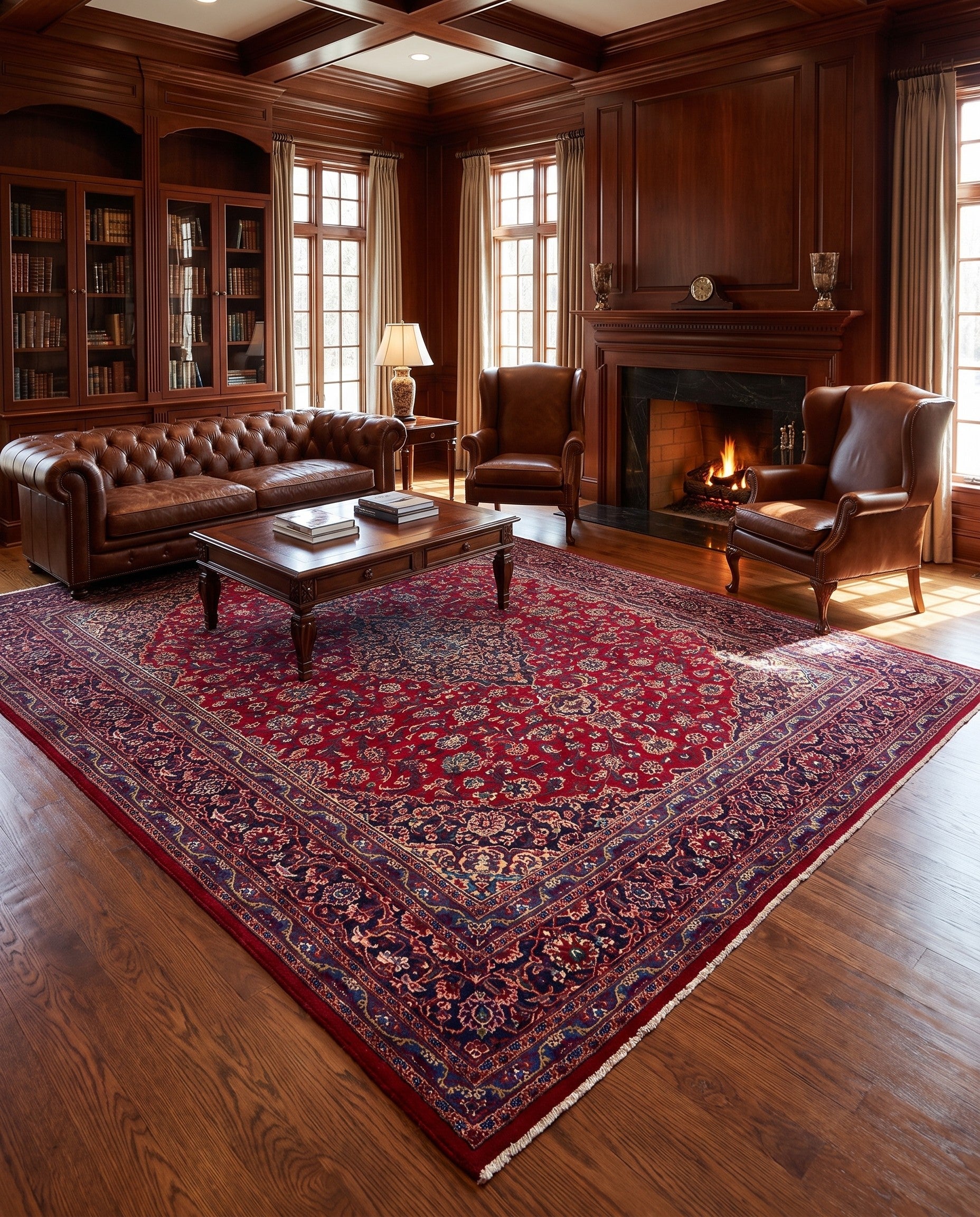 9' 6 x 12' 7 Hand Knotted Mashad Persian Wool Rug