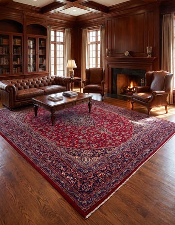 9' 6 x 12' 7 Hand Knotted Mashad Persian Wool Rug