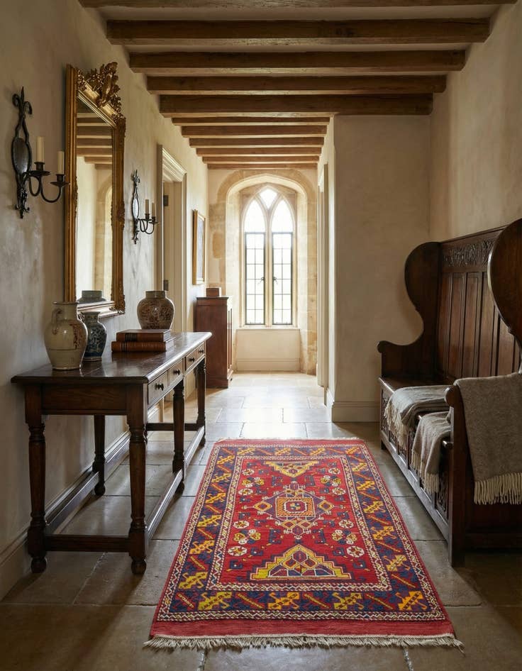 Detail image of 4' 7 x 7'  Hand Knotted Anatolian Oriental Wool Runner Rug