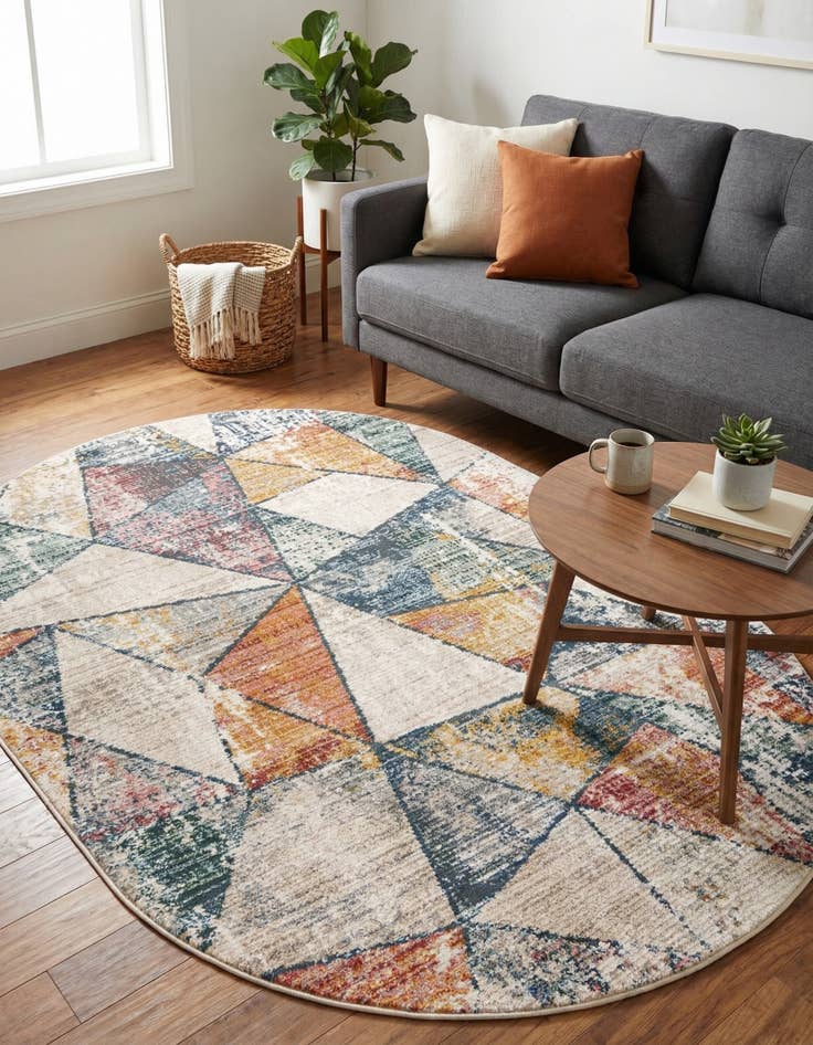 Detail image of 5' 3 x 8' Gemstone Oval Rug