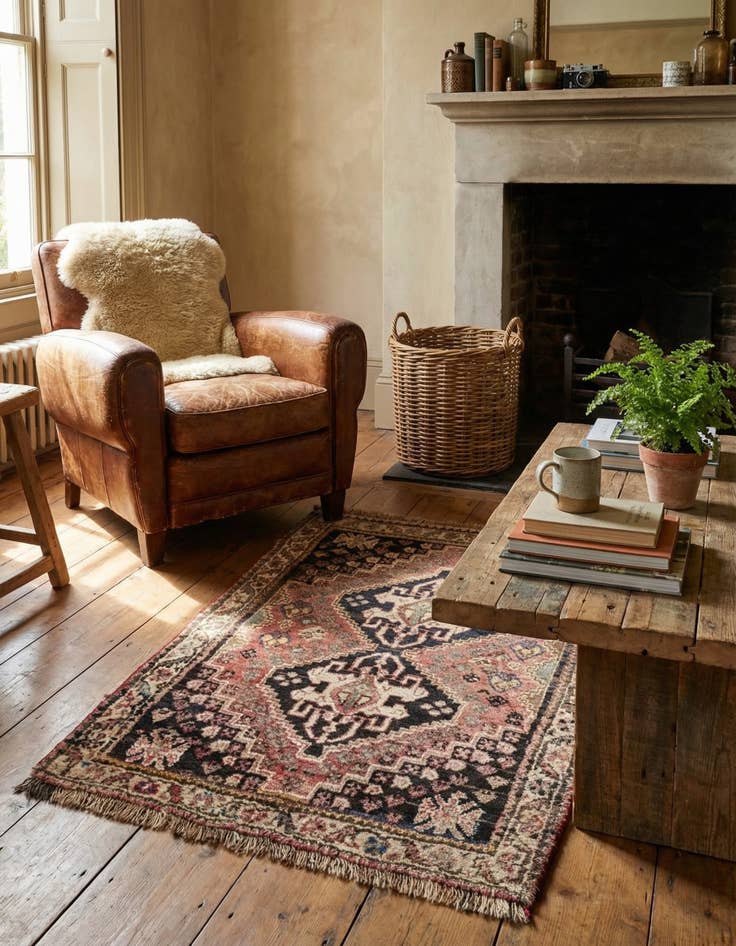 Detail image of 2' 10 x 4' 5  Hand Knotted Hamedan Wool Rug