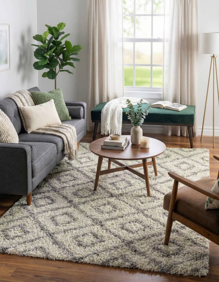 Detail image of  10' x 13' Lattice Shag Rug