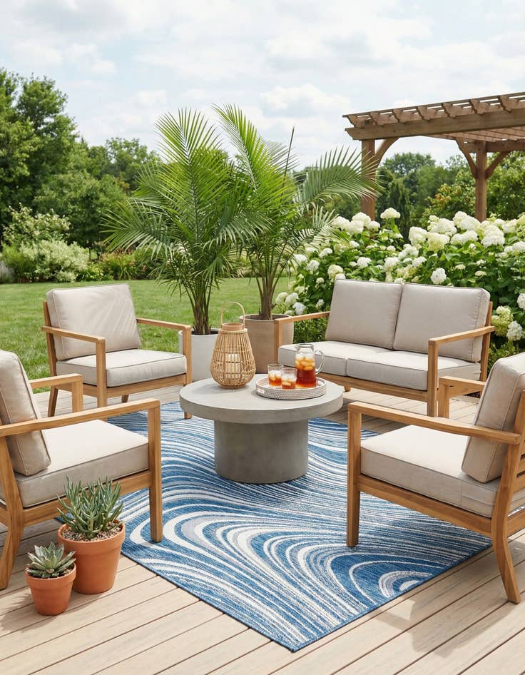 Detail image of 9' x 12'  Washable Modern Indoor / Outdoor Rug