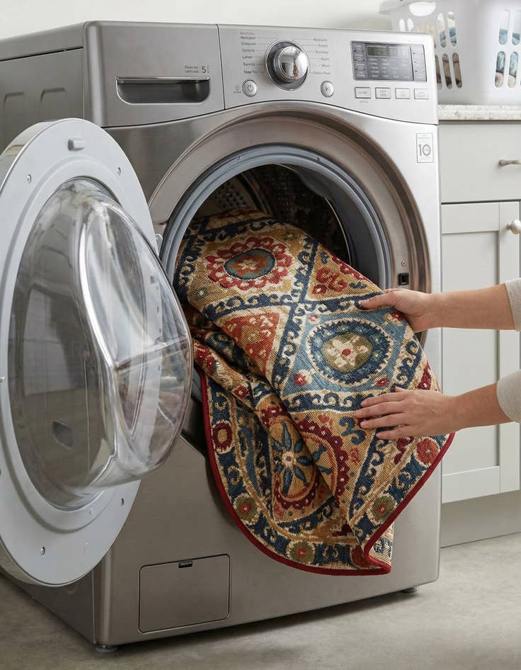 Detail image of  4' x 4'  Washable Modern Indoor / Outdoor Round Rug