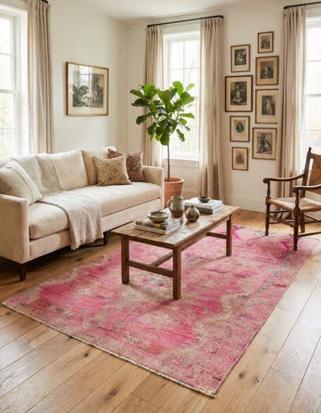4' 6 x 7' 3 Hand Knotted Ultra Vintage Persian Wool Rug