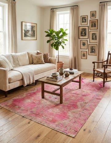 4' 6 x 7' 3 Hand Knotted Ultra Vintage Persian Wool Rug