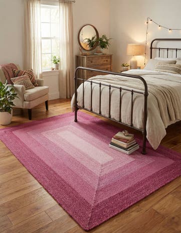 5' 1 x 8' Handmade Hand Braided Wool Rug