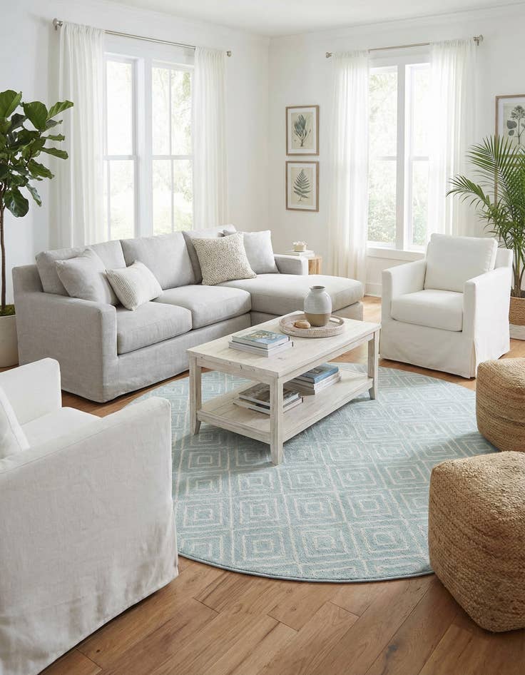 Detail image of  7' 10 x 7' 10  Washable Sabrina Soto Indoor / Outdoor Round Rug