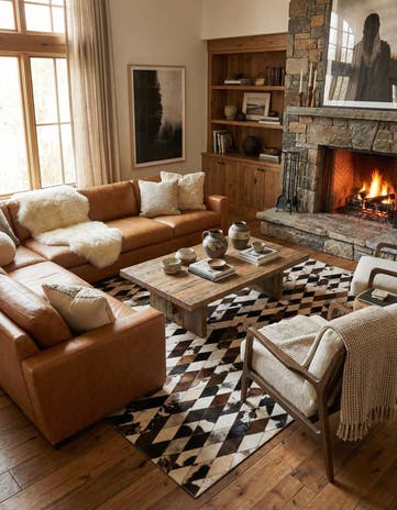 5' 7 x 8' Cowhide Stocks Rug