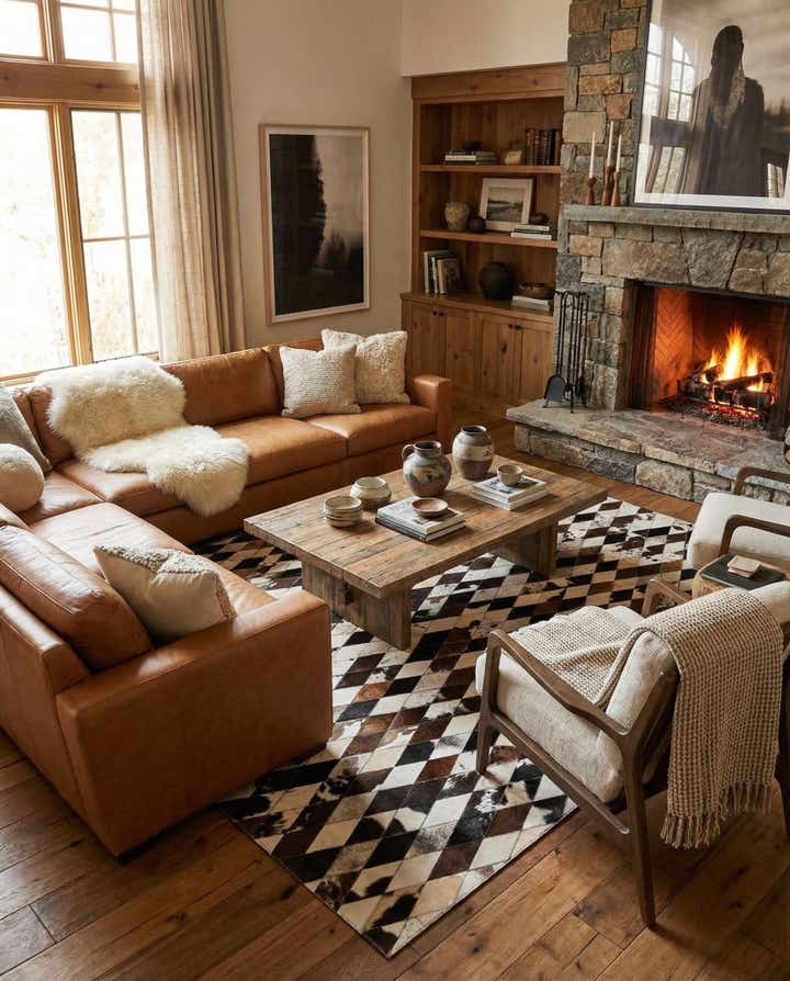 5' 7 x 8' Cowhide Stocks Rug