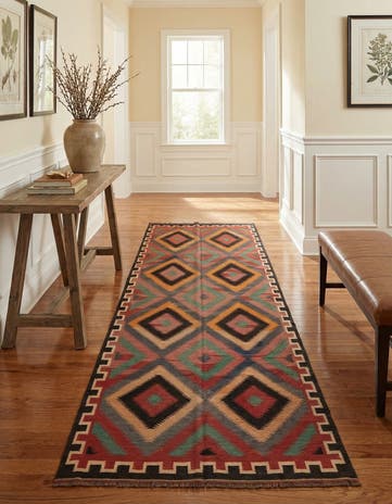 5' 2 x 12' 2 Hand Woven Kilim Fars Wool Runner Rug