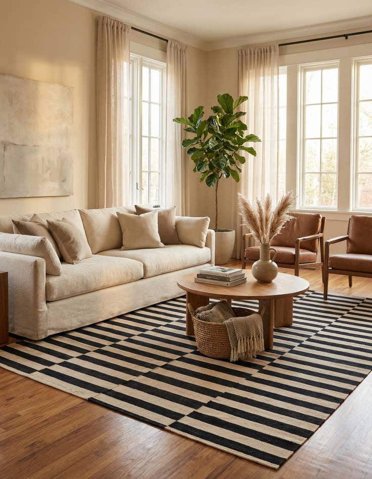 Detail image of 5' 8 x 7' 7  Hand Woven Kilim Modern Wool Rug