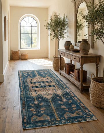4' x 8' 7 Hand Knotted Ultra Vintage Persian Wool Runner Rug