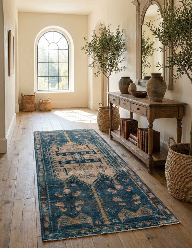 Detail image of 4' x 8' 7  Hand Knotted Ultra Vintage Persian Wool Runner Rug