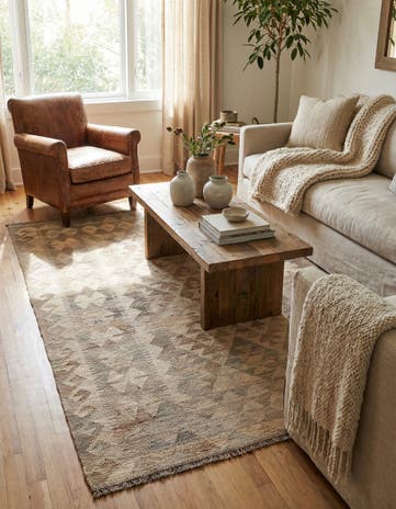 3' 10 x 5' 10 Hand Woven Kilim Maymana Wool Rug