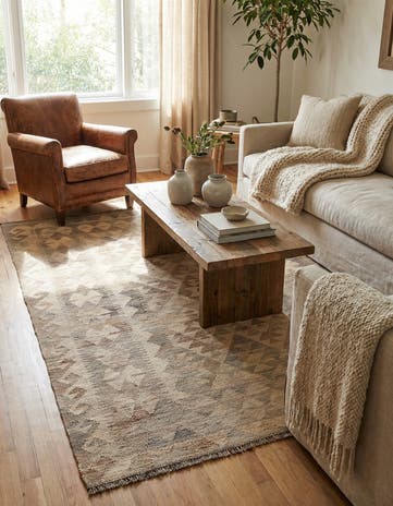 3' 10 x 5' 10 Hand Woven Kilim Maymana Wool Rug