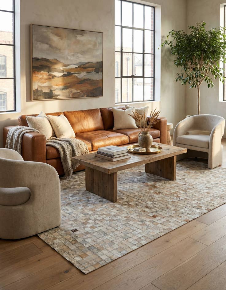 Detail image of  5' x 7' 11 Cowhide - Patchwork Rug