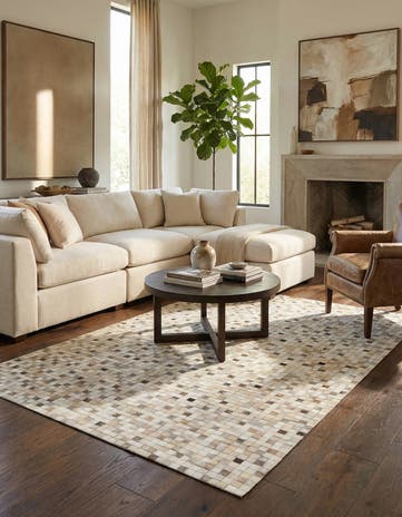 5' 1 x 8' Cowhide Leather Rug