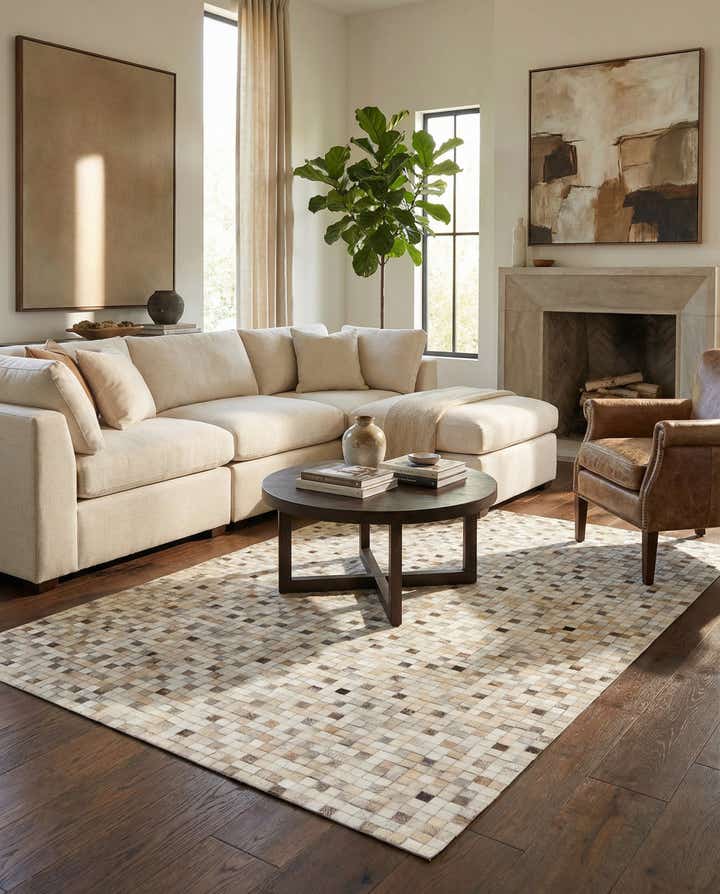 5' 1 x 8' Cowhide Leather Rug