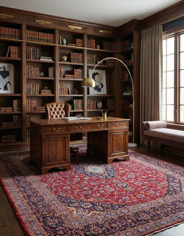 Detail image of 9' 9 x 12' 9  Hand Knotted Mashad Persian Wool Rug